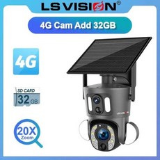 태양열카메라 태양광 태양열 카메라 LS VISION 듀얼 스크린 보안 PTZ 모니터 PIR 감지 자동 추적 야외 Ubox 8MP 20X 줌 4GWiFi, 6) 4G 20X Zoom 32G - ubox