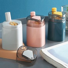 다파요 1+1 원터치 버튼식 자동 이쑤시개 통 요지통 케이스 디스펜서, 핑크+네이비, 2개