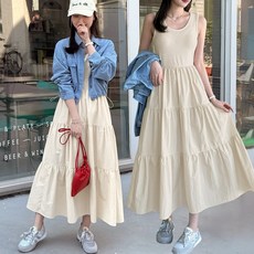 데일리앤 이올라 민소매 이너 레이어드 나시 플레어 캉캉 셔링 롱 바스락 원피스 봄 여름 가을 일리앤 이올라 민소매 이너 레이어드 나시 플레어 캉캉 셔링 롱 바스락 원피스 봄 여름 가을
