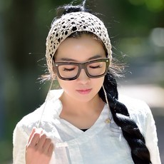 반다나 코튼린넨 린넨 수공업 편직 갈고리 펀칭 머리띠 머리장식 복고 문예 전원 참선 차