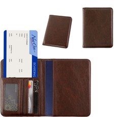 미노바 가죽 여권 표지 카드 홀더 여행 지갑 RFID 씰(다크 브라운)