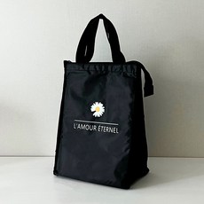 망고스테이션 도시락가방 런치백 직장인도시락가방 보온보냉, 블랙심플 - 데이지L, 1개