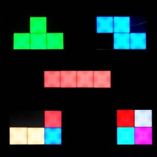 양자측정기 양자분석측정기 테트리스용 USB 다채로운 사각형 육각형 터치 민감한 Led RGB 야간 조명 벌집 양자 벽 램프 홈 인테리어, 5PCS Set, 1개