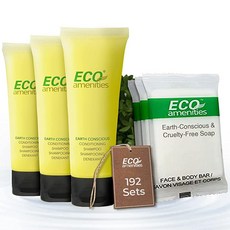 ECO amenities 올인원 키트 2피스 미니 샴푸 및 컨디셔너 2in1 여행용 사이즈 로션 벌크 세트 120피스 60세트 한 팩 호텔 욕실 게스트 세면도구 156217, 샴푸 컨디셔너 2 in 1 + 비누, 1개