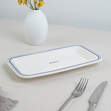 시라쿠스 메이플 홈파티 플레이팅 그릇 직사각(생선)접시, 1개, 라인블루