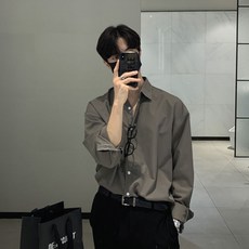 M-3XL 프랑스 단색 남성용 셔츠