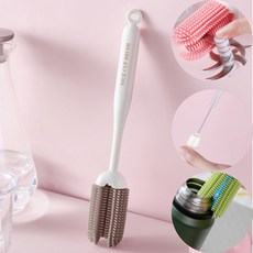 마담봉자 실리콘 3in1 텀블러 물병 틈새 브러쉬 세척솔, 1개, 그레이