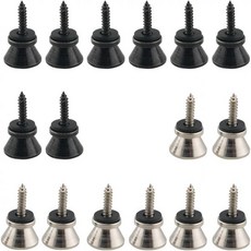 16PCS 기타 스트랩 잠금 금속 버튼 엔드 핀 플랫 헤드 어쿠스틱 클래식 일렉트릭 베이스 우쿨렐레용 8 실버 블랙, 1개
