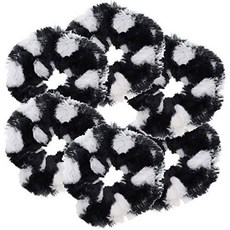 Multi Colored Fur Scrunchy Hair Tie - Set of 6-Black 멀티 컬/8877277, 상세내용참조