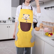 앞치마 손 빅사이즈앞치마 홈 주방 방수 기름 방지 요리 성인 작업복 턱받이 여성 여름, 1개, 2 검정 + 빨강 팩 (방수 및 내유)
