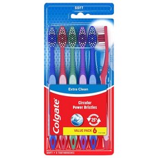 (최소구매: 2개) Colgate 엑스트라 클린 칫솔 6개입 풀 헤드, 부드러움, 6 Count (Pack of 1), 1개