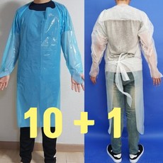 삼성우의 김장앞치마 국내생산 일회용 위생 비닐 AP가운 손가락 고리형 보호복, 흰색