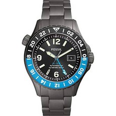 Fossil FB-02 남성용 다이빙 Gunmetal-Tone 티타늄 팔찌 블랙 다이얼 아날로