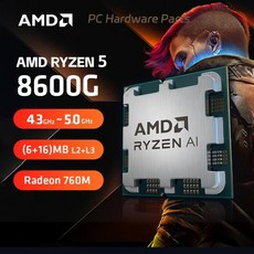 AMD RYZEN 5 8600G CPU 지지대 Ryzen AI 6 코어 12 스레드 R5 프로세서 Radeon 760M 그래픽 B650m 마더보, 한개옵션0 - 라이젠8600g