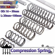 원통형 코일 압축 리턴 릴리스 압력 강철 스프링 65Mn 와이어 직경 3 0mm 2, 38mm, 3.0mm 2 Pcs, 100mm, 2개