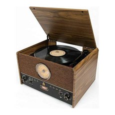 Crosley 턴테이블오디오 휴대용 lp 레코드빈티지 미니 GPO 마에스트로 레코드 플레이어 레트로 뮤직 센터 블루투스 USB FM 라디오 AUX 내장 스피커 목재-77622, 단일옵션, 단일옵션