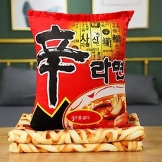 홍소고기면 낮잠베개 캐릭터 라면 쿠션 담요 자동차 쿠션 이불 겸용 에어컨 이불, 신라면, 45X33센티담요 163X95센티