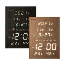 루나리스 FM 수신 빅플러스 LED 디지털 전자벽시계, 체리블랙