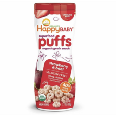 해피 베이비 슈퍼푸드 퍼프스 아기 간식 과자 딸기 비트 2.1oz(60g) 6팩 Happy Baby Puffs, 1, 6개