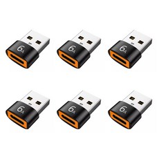 USB C TO A 젠더 120W 6A C타입 변환젠더, 1.9cm, 블랙, 6개