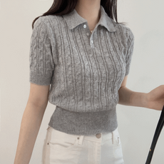 꽈배기반팔니트