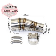 오토바이 배기 중간 파이프 스테인레스 스틸 머플러 링크 섹션 어댑터 가와사키 닌자 250R Z300, 1개