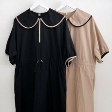 HS라이프 원피스 OPS 여름 반팔 드레스 홈웨어 하객룩 오피스 빅사이즈 스트링 집업 카라 307P741S