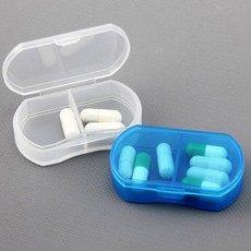 4P 2칸 휴대용 투명 약통 알약 비타민케이스 알약통 소분 미니 약상자 상비약 용기 보관