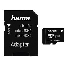 [독일] Hama Micro SDXC 64 GB Class 10 UHS-I Memory Card (MicroSD to SD Adapter Included) Up To 80MB/s, 64GB