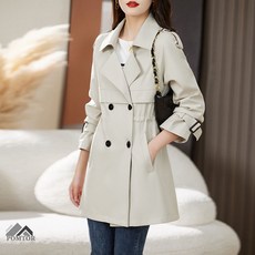 POMTOR 여성 트렌치코트 슬림 조임 점퍼