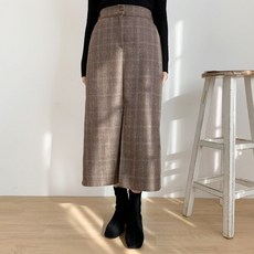 [리엘라]유리온 울체크 밴딩 슬릿롱스커트