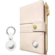 에어태그 여권 홀더 여성 홀더가 있는 RFID 차단 지갑 지퍼 포켓 카드 슬롯 펜 및 열쇠고리Apple Airtag 미포함 아이보리
