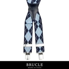 BRUCLE 남성포인트 스타일서스펜더멜빵 X자형 TARTAN BLUE - X36CJTBL