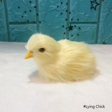 병아리 플러시 용 인지 치킨 모델 입상 실제 같은 모피 동물 인형 부활절 선물, Lying Chick - 용인형