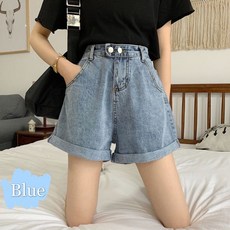 하이웨스트 투버튼 A라인 데님 반바지 여남공용 시스터마켓