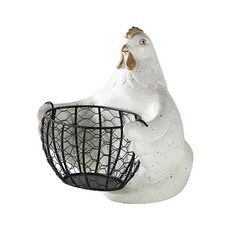 철 수지 암탉 보관 바구니 분리형 입상 주최자 컨테이너 홈 주방 계란 감자, White, Golden basket, 1개