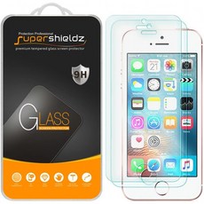 iPhone SE (1 세대 2016 년판) iPhone 5 iPhone 5S iPhone 5C 강화 유리 화면 보호기 긁힘 방지용 Supershieldz (2 팩), 1