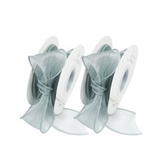 디어플레이스 쉬폰 리본끈 오간디 포장끈 4cm, 2개, 9m, 09 미스트그린