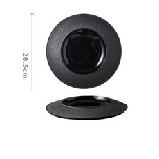 스텐접시 스테이크 플레이트 단색 디너 샐러드 라운드 식기 파스타 가정용 수프 세라믹 스낵, B 11inch black, 1개