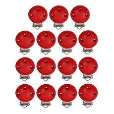 shangren Prettyia 15Pcs 나무 서스펜더 젖꼭지 홀더 아기를 위한 더미 클립, 4.4x3cm, 레드, 15개