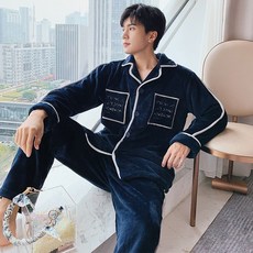 블루썬 커플잠옷세트 겨울 가을 타입 커플파자마 두터운 융털 남자 이니셜 여성 실내복셋트