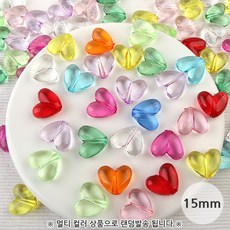 비즈아이 아크릴(하트직구) 15mm (멀티) [20개]