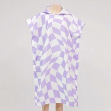 서핑 판초 타월 성인 후드 비치 타월, 12.체커보드 바이올렛, 1개