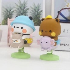 귀여운 Bubu Dudu 팬더 곰 그림 Kawaii 만화 팬더 모델 크리 에이 티브 흥미로운 봄 동물 자동차 장식품, 05 Both, 1개