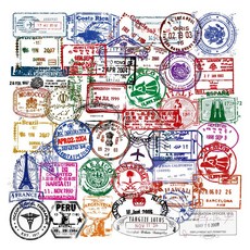 포트렘 캐리어 노트북 스티커, 1세트, 04_여권스탬프