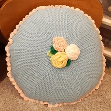 손뜨개원형쿠션