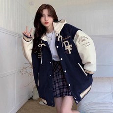 여성야구점퍼 바시티 하이틴 오버핏 재킷 수입 과잠 아우터 블루종 간절기