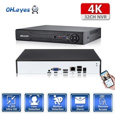 영어 설명서 HD 32CH 4K CCTV 운동 검측 H.264/H.265 NVR DVR 인터넷 녹화기 8MP 5MP IP카메라 2 SATA XMEYE P2P용, 없다, 유럽 연합 플러그