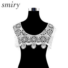 Iry y 1pc 꽃 레이스 칼라 diy 레이스 트리밍 u 유형 자 수 레이스 neckline 패브릭 바느질 옷 venise 레이스 applique, WHITE^0
