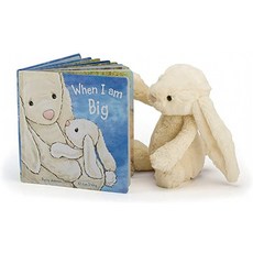 Jellycat When I Am Big Board Book and Bashful Cream Bunny Medium-12 인치